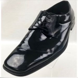 Zengara Derby Square Black Patent Leather Shoes 13